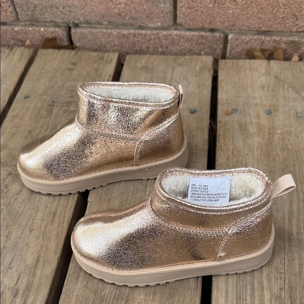 Shimmering Gold Kids Ankle Boots Size 11